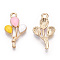 Light Gold Plated Alloy Pendants, with Enamel, Balloon, Colorful, 23.5x13.5x3.5mm, Hole: 2mm