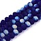 Transparent Glass Beads Strands, Faceted, Frosted, Half AB Color Plated, Rondelle, Dark Blue, 8x6mm, Hole: 1mm, about 64~65pcs/strand, 40~41cm