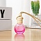 Empty Glass Perfume Bottle Pendants with Wood Cap, Aromatherapy Fragrance Essential Oil Diffuser Bottle, Car Hanging Decor, Deep Pink, 5x3.5cm, Capacity: 10ml(0.34fl. oz)