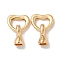 Brass Fold Over Clasps, Heart, Real 18K Gold Plated, 19mm, Heart: 11x13x2mm, Clasp: 12x6x5, hole: 3mm.