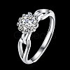 Adjustable 925 Sterling Silver Cubic Zirconia Finger Rings RJEW-BB20788-6-1