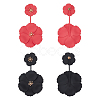 ANATTASOUL 2 Pairs 2 Colors Alloy Double Flower Dangle Stud Earrings EJEW-AN0001-31-3