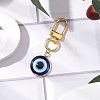 Flat Round with Evil Eye 304 Stainless Steel & Resin Pendant Decorations HJEW-JM01946-02-2