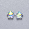 Transparent Spray Painted Glass Beads GLAA-R211-04-G05-2