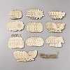 60Pcs 10 Style Spring theme Butterfly/Ladybird/Flower Unfinished Wood Pieces DIY-CJC0012-01-1