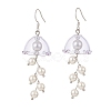 4 Pairs 4 Color Shell Pearl Flower Wind Chime Dangle Earrings EJEW-TA00210-4