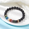 Dyed Colorful Natural Lava Rock & Rhinestone Beaded Stretch Bracelets for Women BJEW-JB09668-02-2