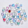 Transparent Spray Painted Glass Beads X-GLAA-R211-02-1