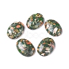 Assembled Synthetic Gold Line Peridot and Imperial Jasper Cabochons G-D0006-G03-10-1