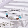 Natural Howlite & Tiger Eye & Synthetic Turquoise Stretch Bracelet with Alloy Column BJEW-TA00104-5