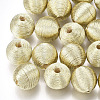Wood Beads Covered with Polyester Cord Wire WOVE-S117-16mm-04-2
