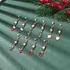 Enamel Christmas Theme Charm with Glass Pearl Dangle Earrings EJEW-JE04961-2
