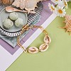 Natural Cowrie Shell Link Bracelet with Paperclip Chain for Women BJEW-SW00025-2