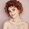 ANATTASOUL ABS Plastic Pearl Heart Pendant Necklace with Beaded Chains & Dangle Stud Earrings SJEW-AN0001-18-4