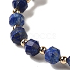 Faceted Natural Lapis Lazuli Stretch Beaded Bracelets BJEW-P318-01G-05-3