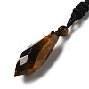 Cone Natural Tiger Eye Pendant Necklace with Nylon Rope for Women G-H286-08E-3