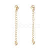 Brass Curb Chain Extenders with Micro Pave Cubic Zirconia Heart Charm KK-I702-54G-3