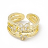 Rack Plating Eco-Friendly Brass Micro Pave Clear Cubic Zirconia Rings RJEW-B025-05G-2
