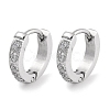 304 Stainless Steel Micro Pave Clear Cubic Zirconia Huggie Hoop Earrings EJEW-C096-01A-P-1