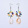 Glass Seed Beads Dangle Earrings EJEW-JE03048-2