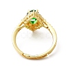 Green Glass Rhombus Adjustable Ring with Cubic Zirconia KK-H439-45G-3