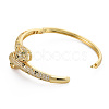 Brass Micro Pave Cubic Zirconia Snake Bangles for Women BJEW-Q700-006-NF-3