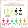 ANATTASOUL 5 Pairs 5 Colors Hollow Star Acrylic Dangle Stud Earrings for Woman EJEW-AN0004-10-2