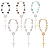 GOMAKERER 6Pcs 6 Colors Glass Pearl Rosary Bead Bracelets Set BJEW-GO0001-01-1