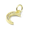 Moon Theme Brass Micro Pave Clear Cubic Zirconia Charms KK-H475-57G-11-2