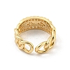 Chain Brass Micro Pave Clear Cubic Zirconia Open Cuff Rings RJEW-G309-36G-3