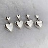 Heart Rhodium Plated 925 Sterling Silver Stud Earrings EJEW-BB72119-2
