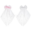 GOMAKERER 2Pcs 2 Colors Bowknot Long Mesh Tulle Bridal Veils with Hair Barrettes & Imitation Pearl OHAR-GO0001-10-1