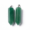 Natural Green Aventurine Double Terminated Pointed Pendants G-G926-01P-02-2