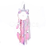 Handmade Unicorn Woven Net/Web with Feather Wall Hanging Decoration HJEW-A001-01A-4