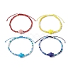 4Pcs 4 Colors Porcelain Braided Bead Anklets AJEW-AN00586-1