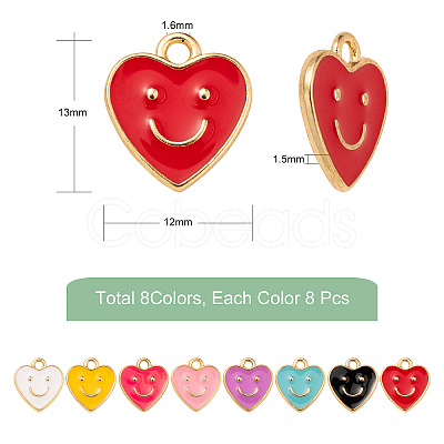 64Pcs 8 Colors Alloy Enamel Pendants ENAM-CJ0002-10-1