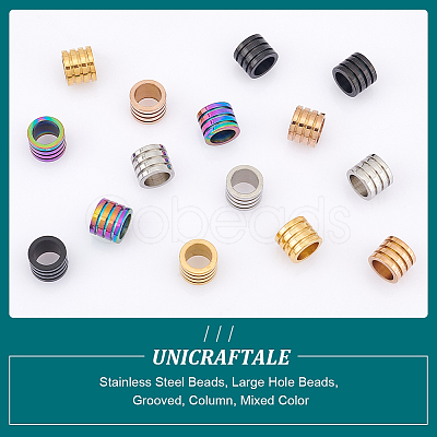 Unicraftale 15Pcs 5 Colors 304 Stainless Steel Beads STAS-UN0046-52-1