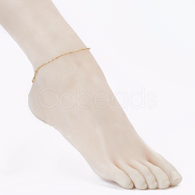 Brass Ball Chain Anklets AJEW-AN00409-1