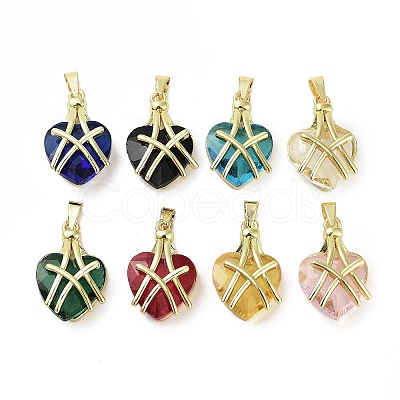 Real 18K Gold Plated Brass Glass Pendants KK-R161-01G-1