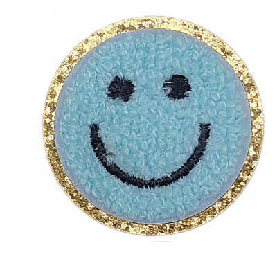 Flat Round with Smiling Face Computerized Towel Embroidery Cloth Iron on/Sew on Patches SMFA-PW0001-54C-1