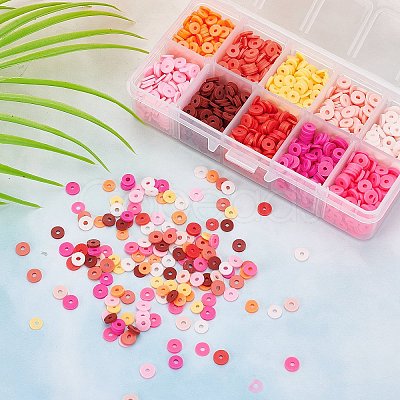 SUNNYCLUE 2700Pcs 10 Colors Flat Round Handmade Polymer Clay Beads CLAY-SC0001-33A-1