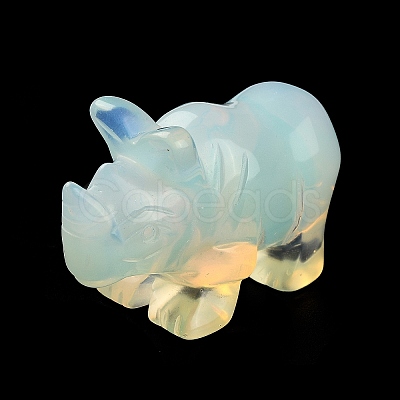 Opalite Carved Rhinoceros Figurines DJEW-M008-02J-1