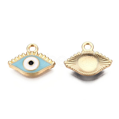 Light Gold Plated Alloy Enamel Pendants X-ENAM-T009-87C-RS-1