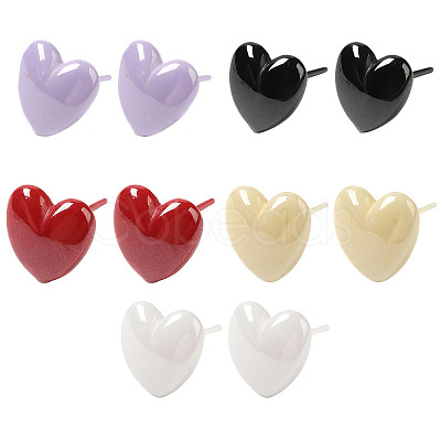 Hypoallergenic Bioceramics Zirconia Ceramic Heart Stud Earrings EJEW-C065-02-1