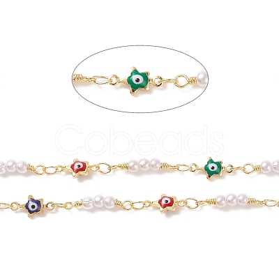 Brass Enamel Star Link Chains CHC-P009-23G-1