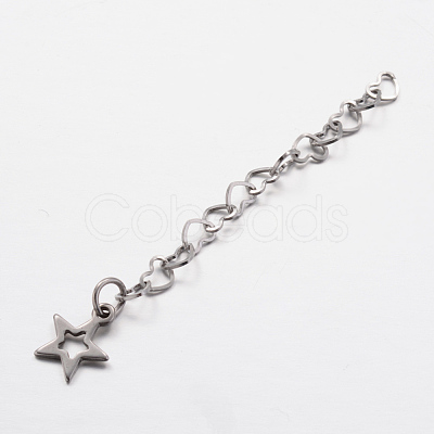 Tarnish Resistant 304 Stainless Steel Heart Link Chain Extender X-FIND-JF00074-1