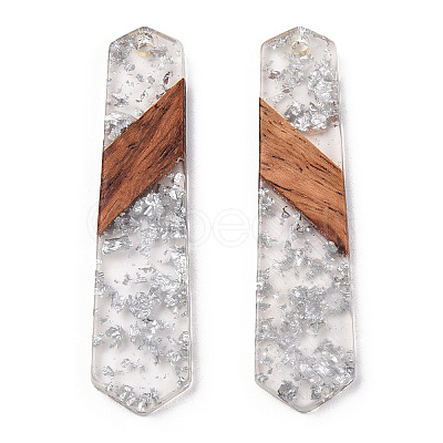 Transparent Resin & Walnut Wood Pendants RESI-TAC0017-05-1