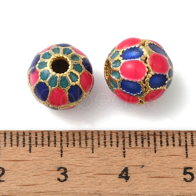 Rack Plating Brass Enamel Beads KK-P276-23B-G-1