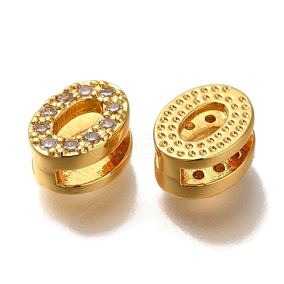 Rack Plating Number Brass Micro Pave Clear Cubic Zirconia Silde Charms KK-A231-13A-1