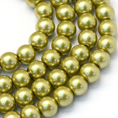 Baking Painted Pearlized Glass Pearl Round Bead Strands HY-Q330-8mm-43-1